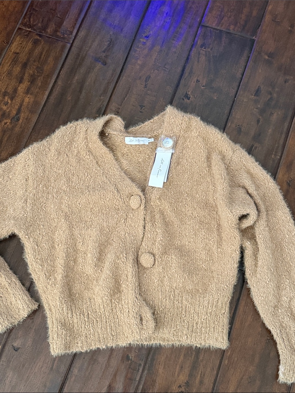 Cozy Textured V-Neck Button Cardigan - Beige